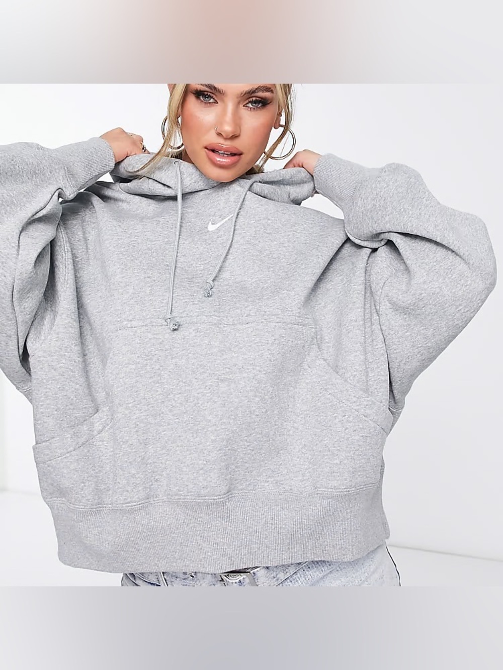 Nike Phoenix Fleece Over-Oversized Pullover Hoodie Grey Size XS